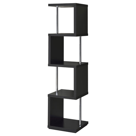 Baxter Black/Chrome 4-Shelf Bookcase by Coaster at Eve Furniture