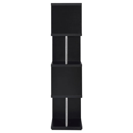 Baxter Black/Chrome 4-Shelf Bookcase by Coaster at Eve Furniture