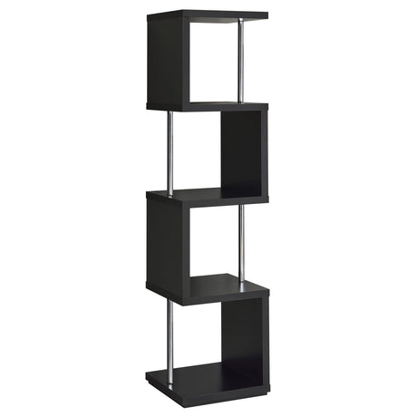 Baxter Black/Chrome 4-Shelf Bookcase by Coaster at Eve Furniture