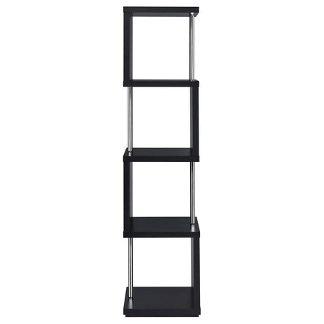 Baxter Black/Chrome 4-Shelf Bookcase by Coaster at Eve Furniture