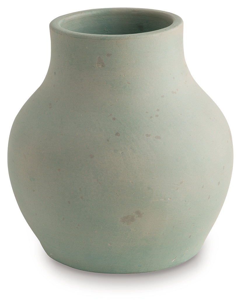 Baychester Antique Green Vase by Ashley at Eve Furniture