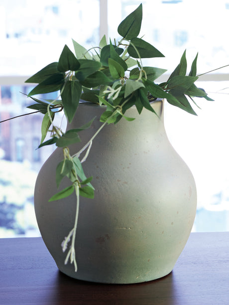 Baychester Antique Green Vase by Ashley at Eve Furniture