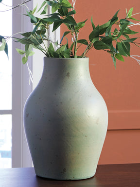 Baychester Antique Green Vase by Ashley at Eve Furniture