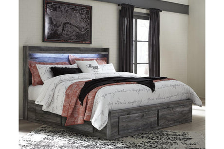 Baystorm Gray King Platform Bed with 6 Storage Drawers by Ashley at Eve Furniture