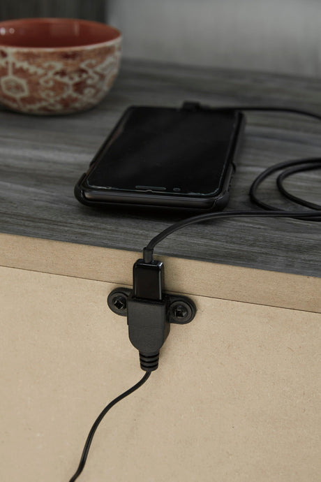 Baystorm Gray LED Panel Bedroom Set by Ashley at Eve Furniture