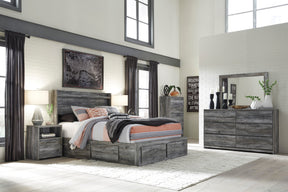 Baystorm Gray LED Storage Platform Bedroom Set with 4 Drawers by Ashley at Eve Furniture