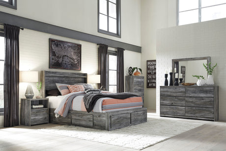 Baystorm Gray LED Storage Platform Bedroom Set with 4 Drawers by Ashley at Eve Furniture