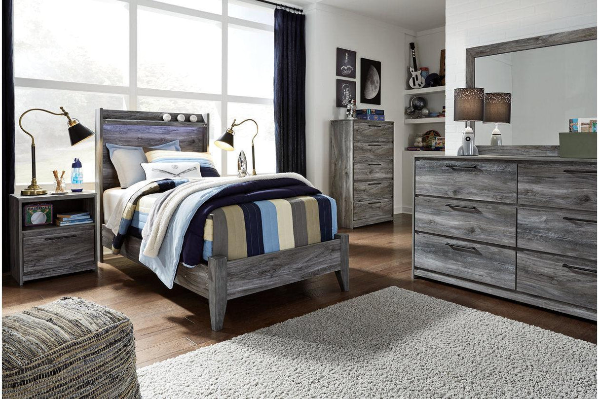 Baystorm Gray Twin LED Panel Bed by Ashley at Eve Furniture