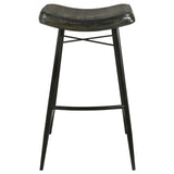 Bayu Leather Espresso and Black Upholstered Saddle Seat Backless Bar Stool Antique (Set of 2) by Coaster at Eve Furniture
