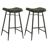 Bayu Leather Espresso and Black Upholstered Saddle Seat Backless Bar Stool Antique (Set of 2) by Coaster at Eve Furniture