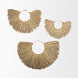 Bayu Set of 3 Seagrass Boho Weave Fan Wall Decor by Mercana at Eve Furniture