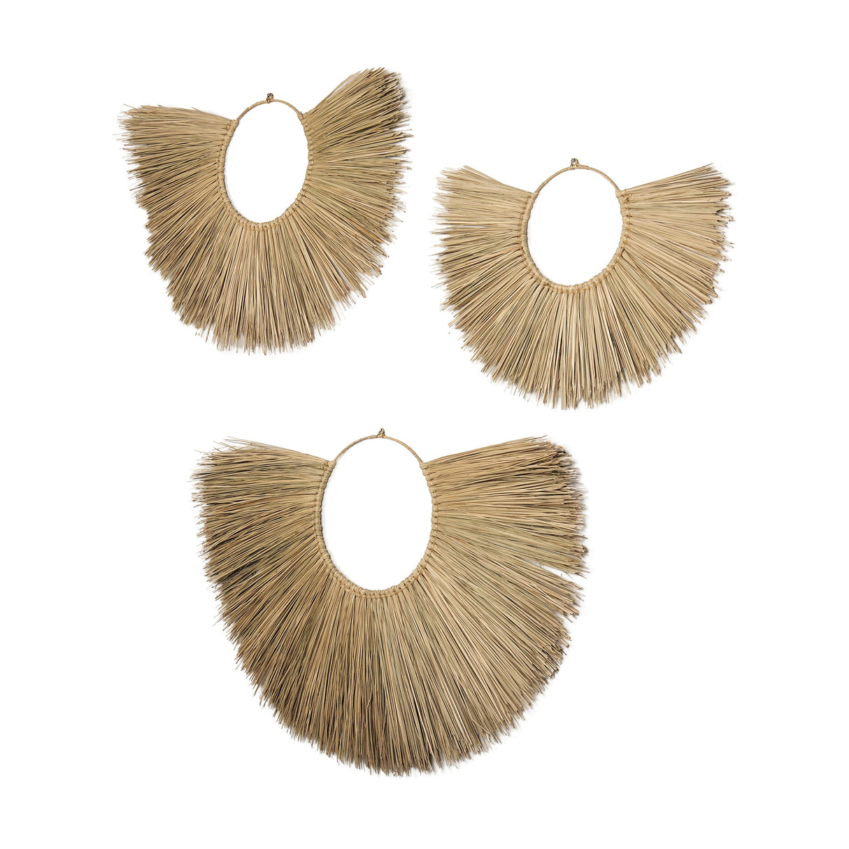 Bayu Set of 3 Seagrass Boho Weave Fan Wall Decor by Mercana at Eve Furniture