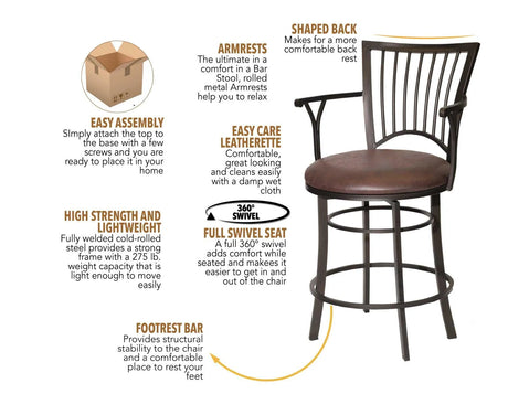Bayview 24″ Counter Stool, Swivel by Steve Silver at Eve Furniture