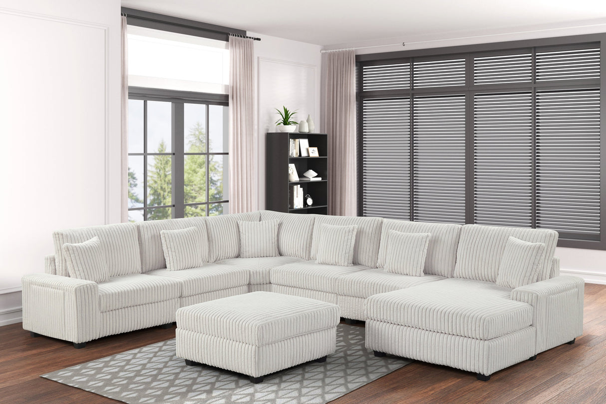 Bazooka Beige 7-Piece Sectional with Ottoman by Happy Homes at Eve Furniture