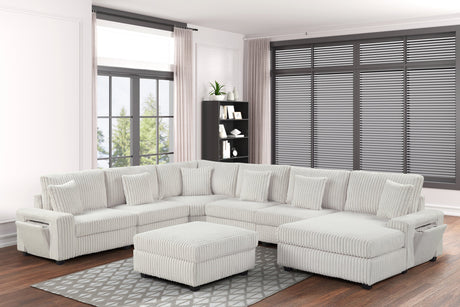 Bazooka Beige 7-Piece Sectional with Ottoman by Happy Homes at Eve Furniture
