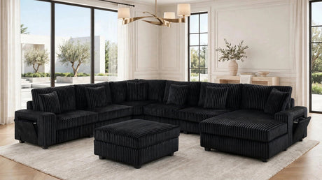 Bazooka Black 7-Piece Sectional with Ottoman by Happy Homes at Eve Furniture