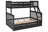 BB22 Twin/Full Bunk Bed w/Twin Trundle Black