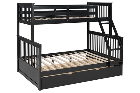 BB22 Twin/Full Bunk Bed w/Twin Trundle Black