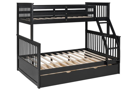 BB22 Twin/Full Bunk Bed w/Twin Trundle Black by Happy Homes at Eve Furniture