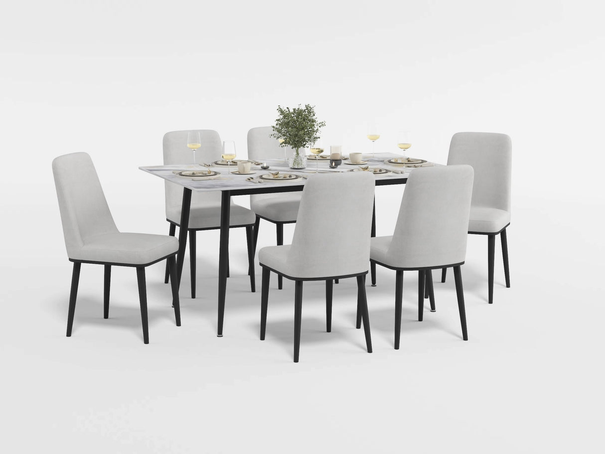 Salerno Beige Velvet Dining Chair, Set of 2