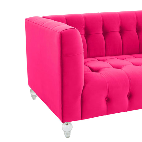 Bea Hot Pink Velvet Loveseat by TOV Furniture at Eve Furniture