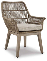 Beach Beige Front Outdoor Dining Table and 4 Chairs by Ashley at Eve Furniture