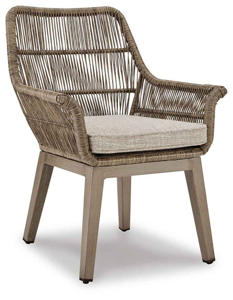 Beach Beige Front Outdoor Dining Table and 4 Chairs by Ashley at Eve Furniture
