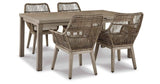 Beach Beige Front Outdoor Dining Table and 4 Chairs by Ashley at Eve Furniture