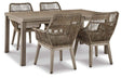 Beach Beige Front Outdoor Dining Table and 4 Chairs by Ashley at Eve Furniture