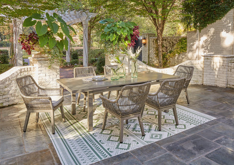 Beach Beige Front Outdoor Dining Table and 6 Chairs by Ashley at Eve Furniture