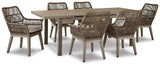 Beach Beige Front Outdoor Dining Table and 6 Chairs by Ashley at Eve Furniture