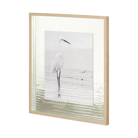 Beach Egret by Wink Gaines a Hand Embellished Textured Framed Art Photograph Matted under Glass by Mercana at Eve Furniture