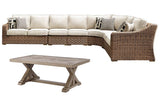 Beachcroft Beige 3-Piece Outdoor Sectional with Coffee Table and 2 End Tables by Ashley at Eve Furniture