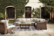 Beachcroft Beige 3-Piece Outdoor Sectional with Coffee Table and 2 End Tables by Ashley at Eve Furniture