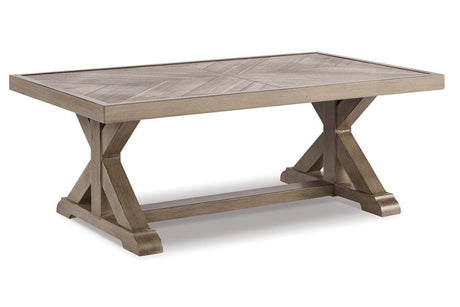 Beachcroft Beige 5-Piece Outdoor Sectional with Coffee Table and 2 End Tables by Ashley at Eve Furniture