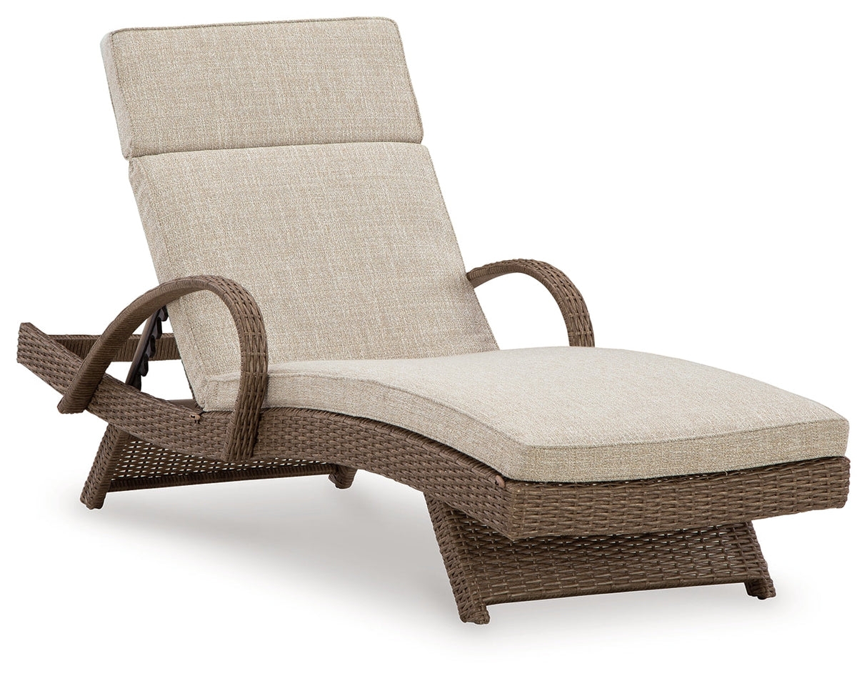 Beachcroft Beige Outdoor Chaise Lounge with Cushion