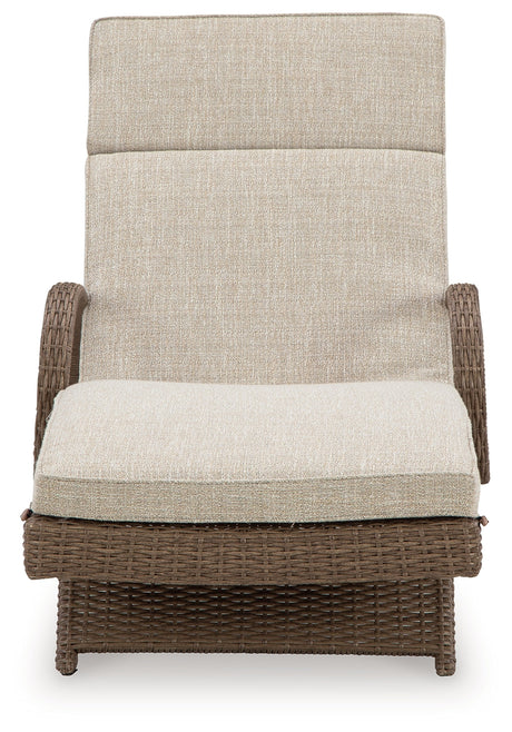 Beachcroft Beige Outdoor Chaise Lounge with Cushion