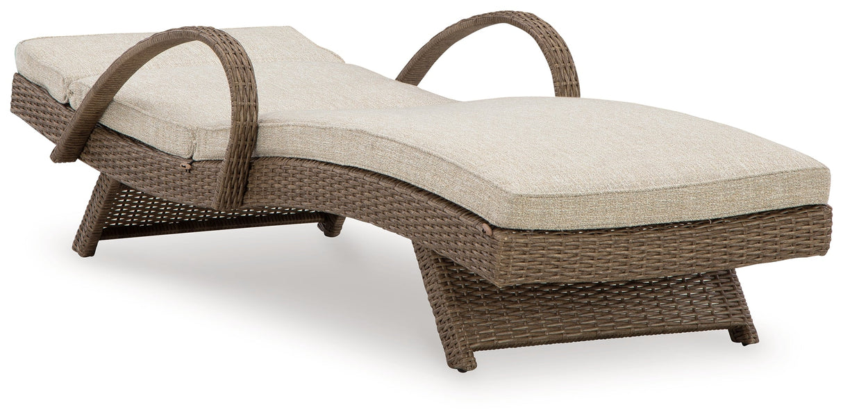 Beachcroft Beige Outdoor Chaise Lounge with Cushion