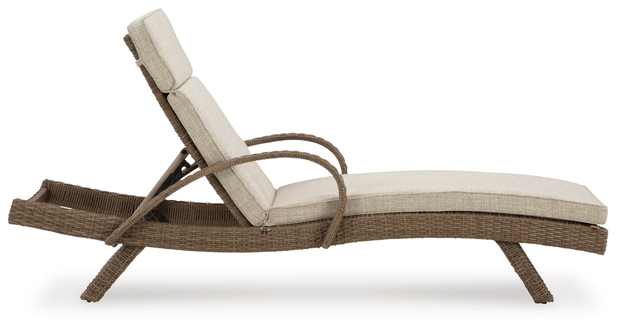 Beachcroft Beige Outdoor Chaise Lounge with Cushion