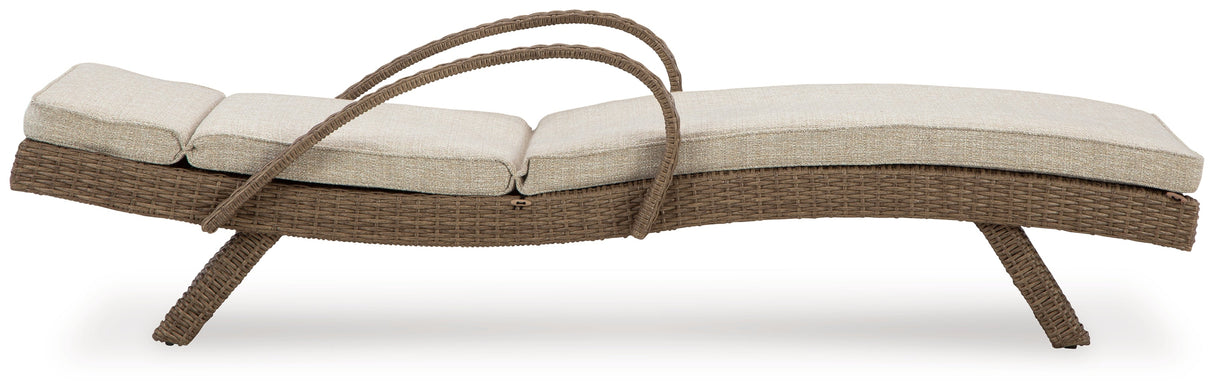 Beachcroft Beige Outdoor Chaise Lounge with Cushion