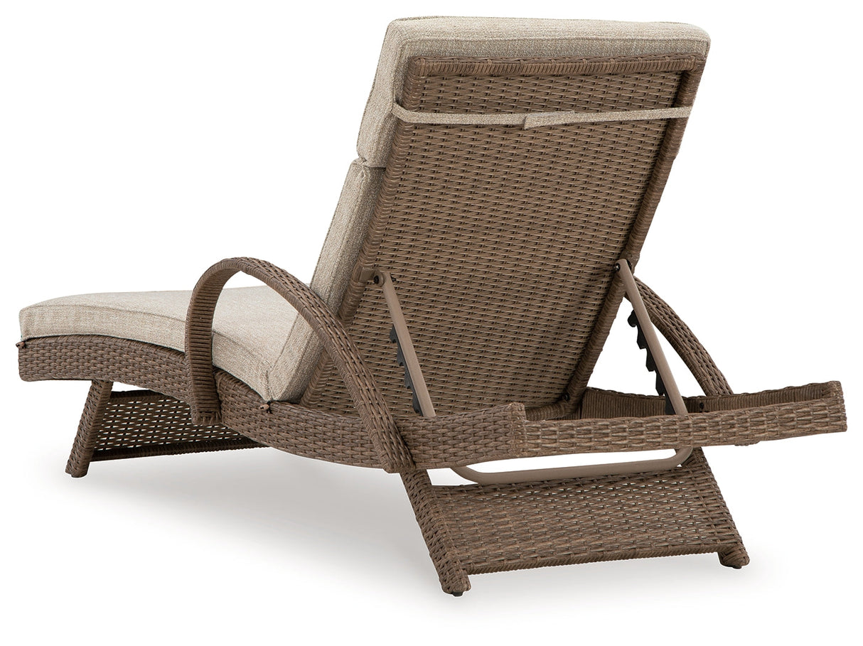 Beachcroft Beige Outdoor Chaise Lounge with Cushion