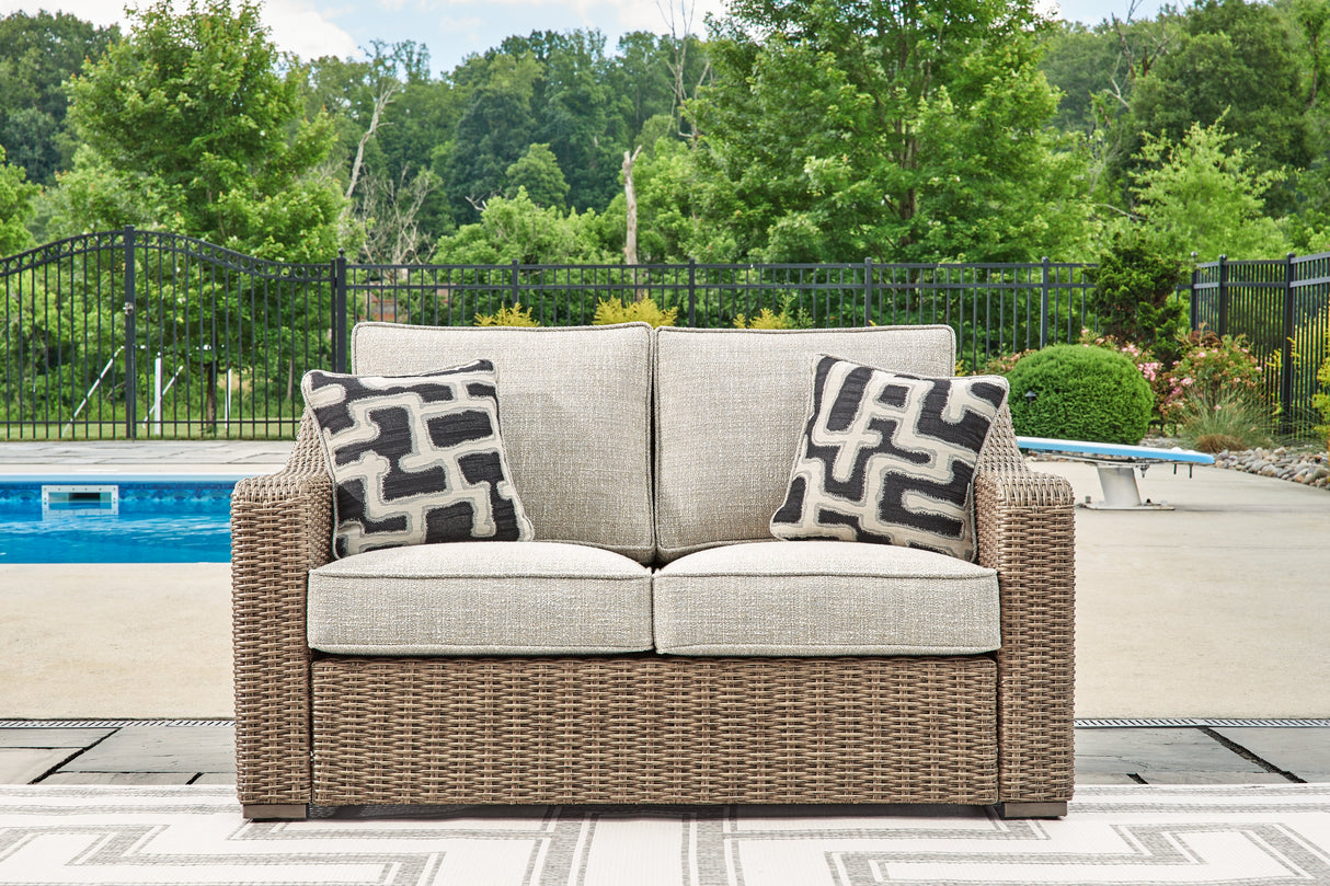 Beachcroft Beige Outdoor Loveseat with Cushion