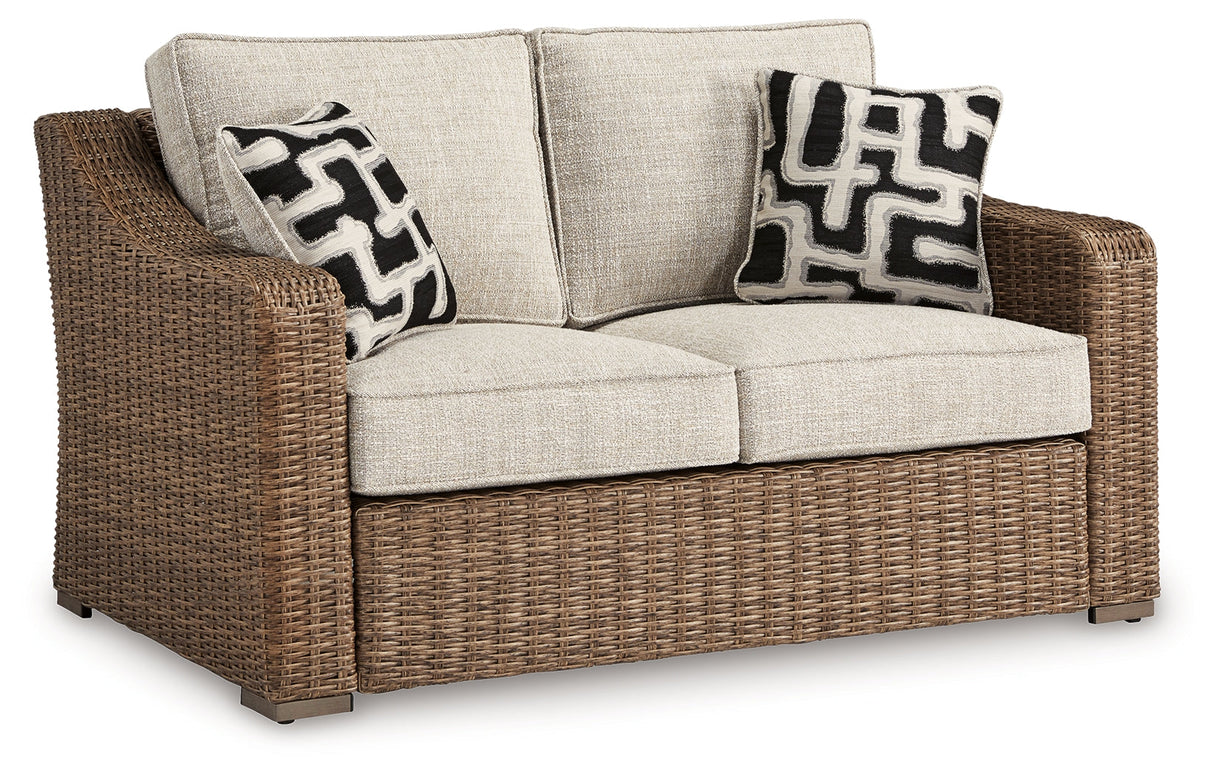 Beachcroft Beige Outdoor Loveseat with Cushion