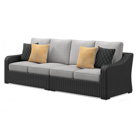 Beachcroft Black/Light Gray 2-Piece Outdoor Loveseat with Cushion