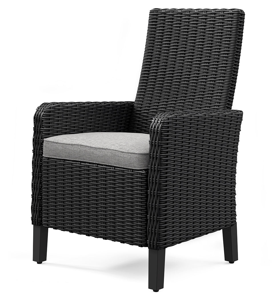 Beachcroft Black/Light Gray Outdoor Arm Chair with Cushion