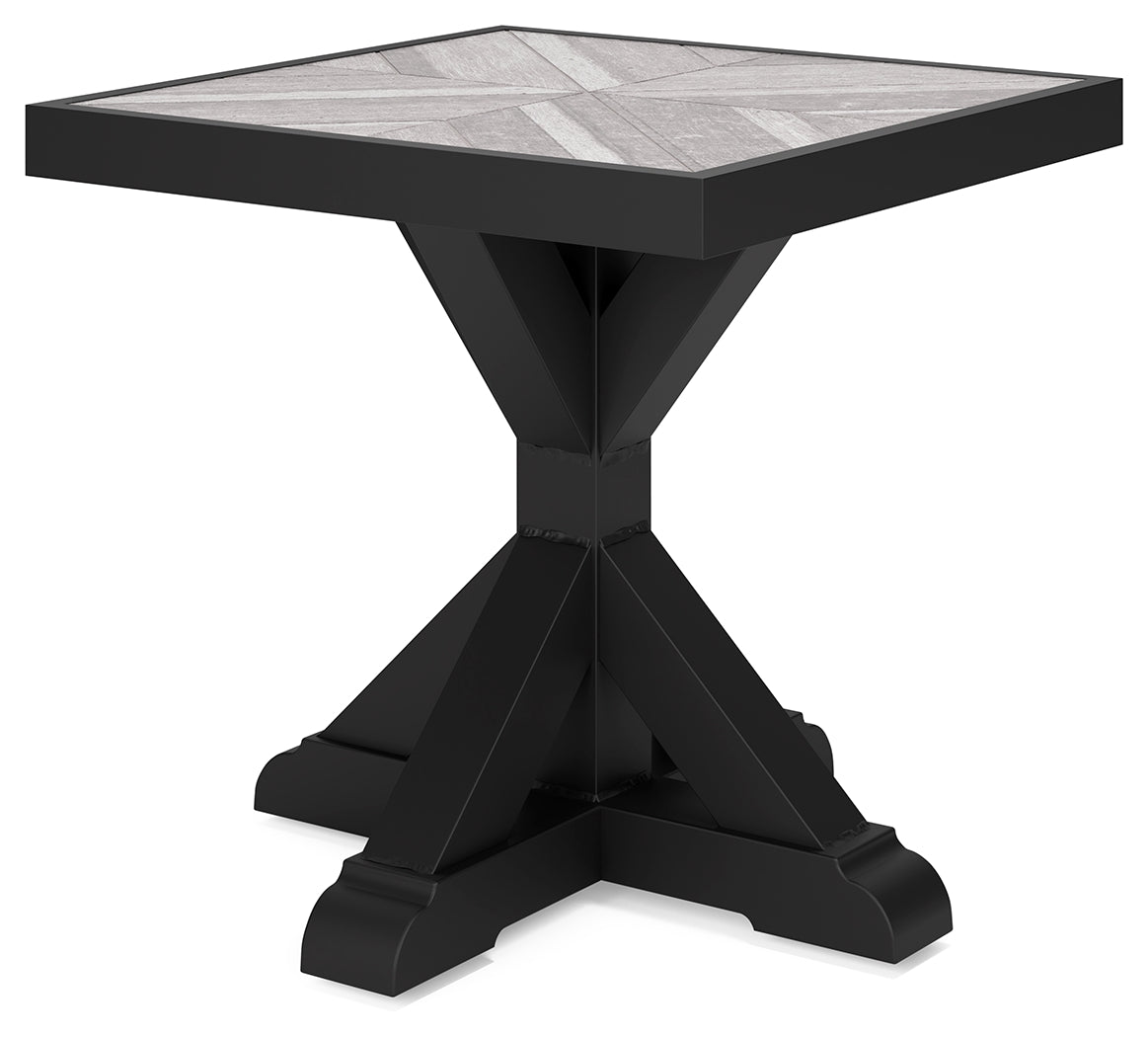 Beachcroft Black/Light Gray Outdoor End Table