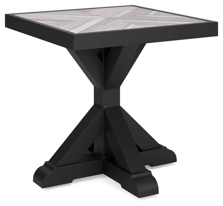 Beachcroft Black/Light Gray Outdoor End Table