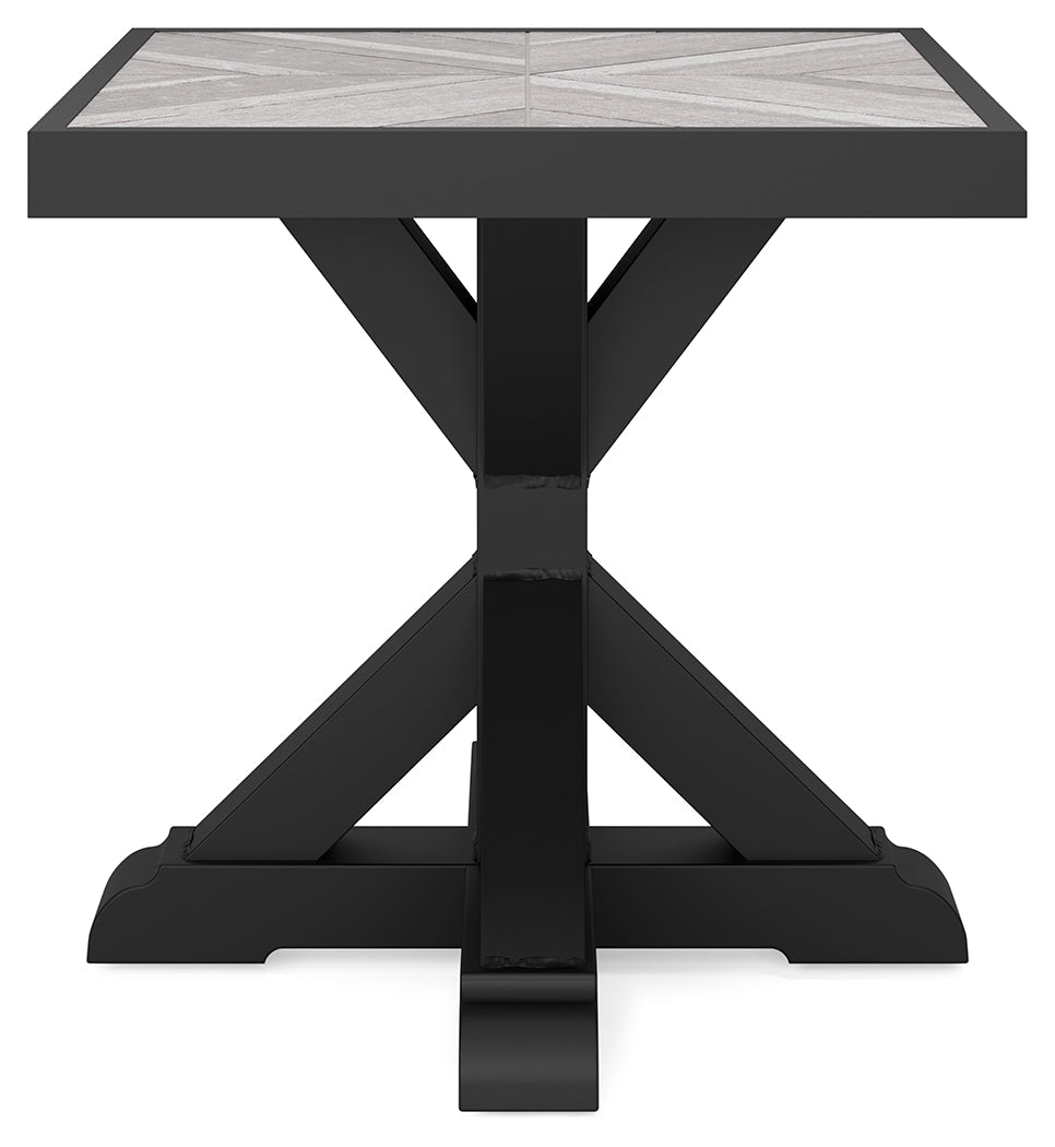 Beachcroft Black/Light Gray Outdoor End Table