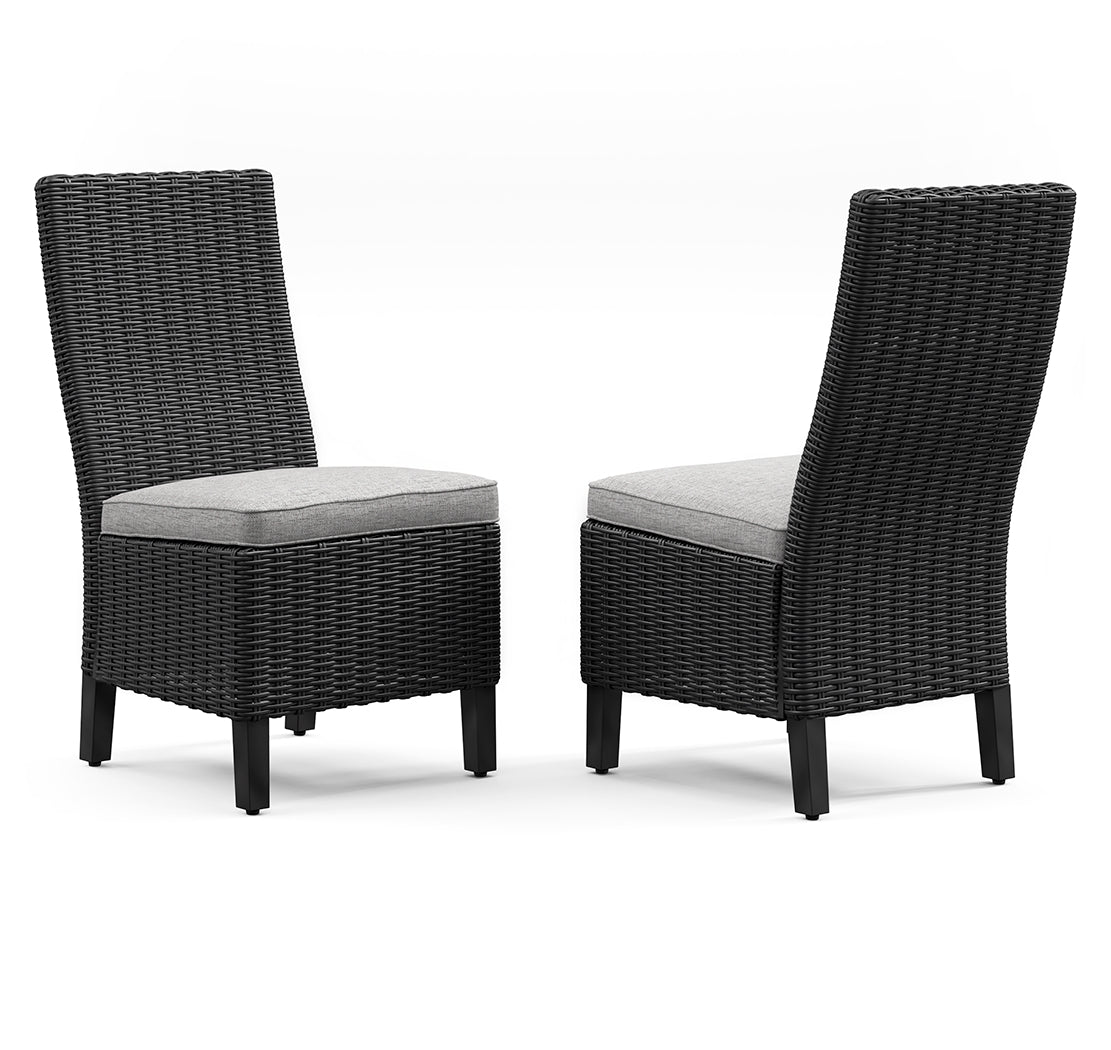 Beachcroft Black/Light Gray Outdoor Side Chair with Cushion