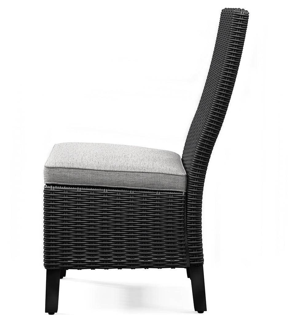 Beachcroft Black/Light Gray Outdoor Side Chair with Cushion